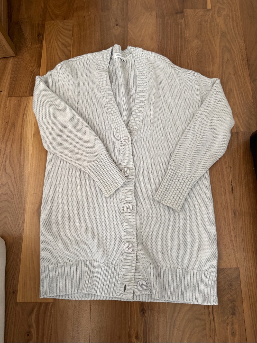 We Wore What Light Gray Cardigan Sweater